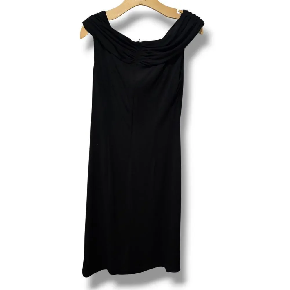 Connected Apparel Women’s Black Off-Shoulder Floral Accent Dress